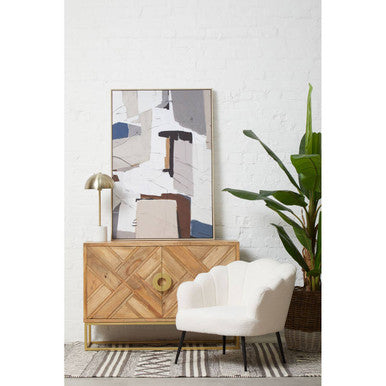 Orsina Sedea Sideboard – Mid-Century Mango Wood & Gold Storage Cabinet