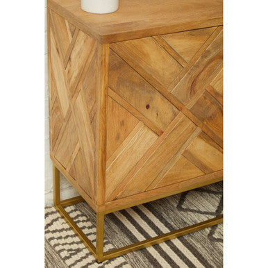 Orsina Sedea Sideboard – Mid-Century Mango Wood & Gold Storage Cabinet
