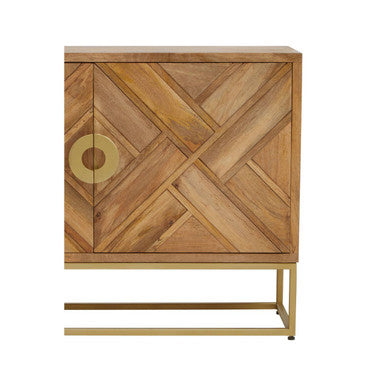 Orsina Sedea Sideboard – Mid-Century Mango Wood & Gold Storage Cabinet