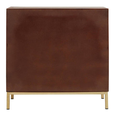Orsina Sona Mango Wood Sideboard – 2-Door Storage Cabinet with Gold Legs