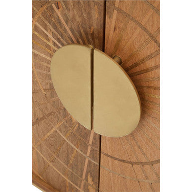 Orsina Sona Mango Wood Sideboard – 2-Door Storage Cabinet with Gold Legs