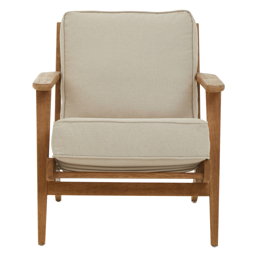 Orsina Hector Natural Linen and Oak Wood Armchair | Modern Accent Chair