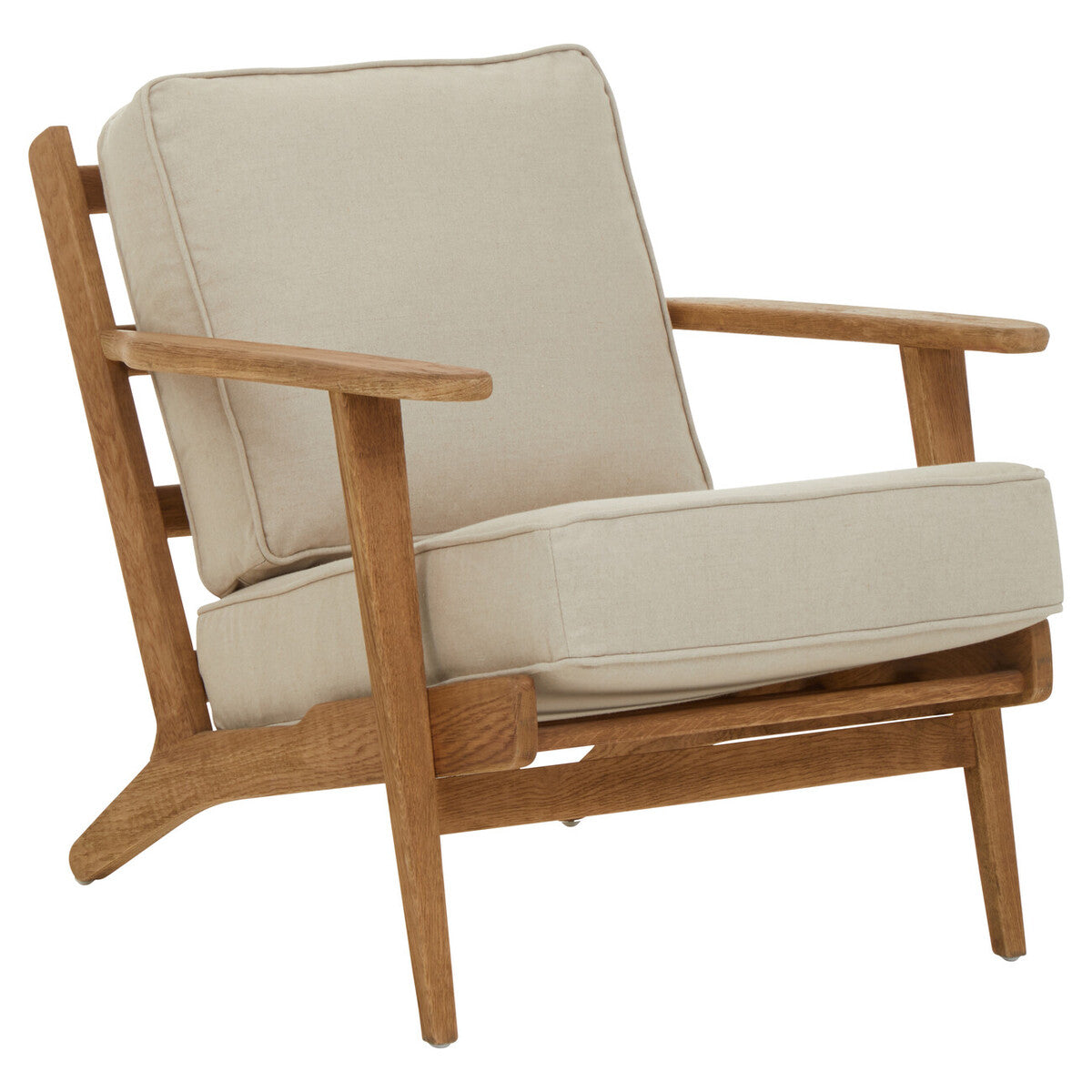 Orsina Hector Natural Linen and Oak Wood Armchair | Modern Accent Chair