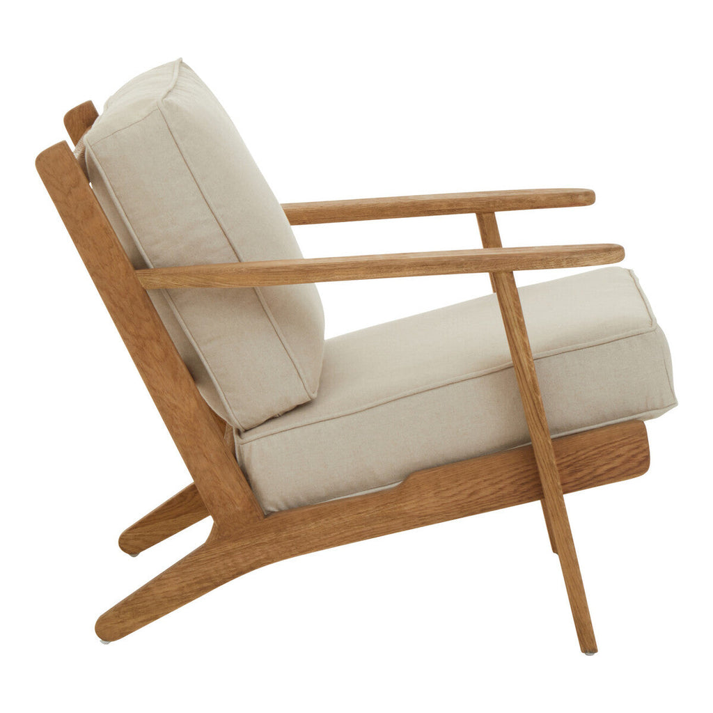 Orsina Hector Natural Linen and Oak Wood Armchair | Modern Accent Chair