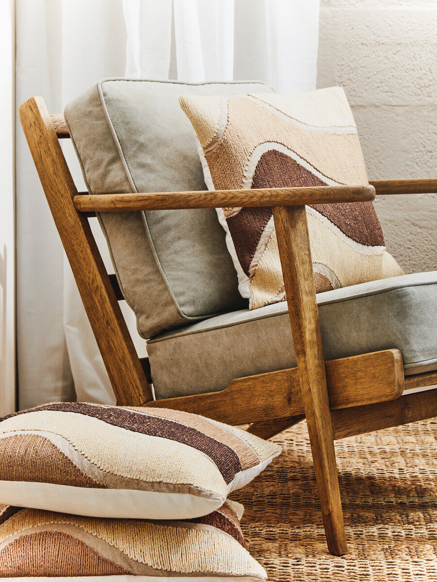 Orsina Hector Natural Linen and Oak Wood Armchair | Modern Accent Chair