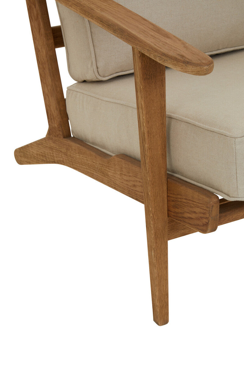 Orsina Hector Natural Linen and Oak Wood Armchair | Modern Accent Chair