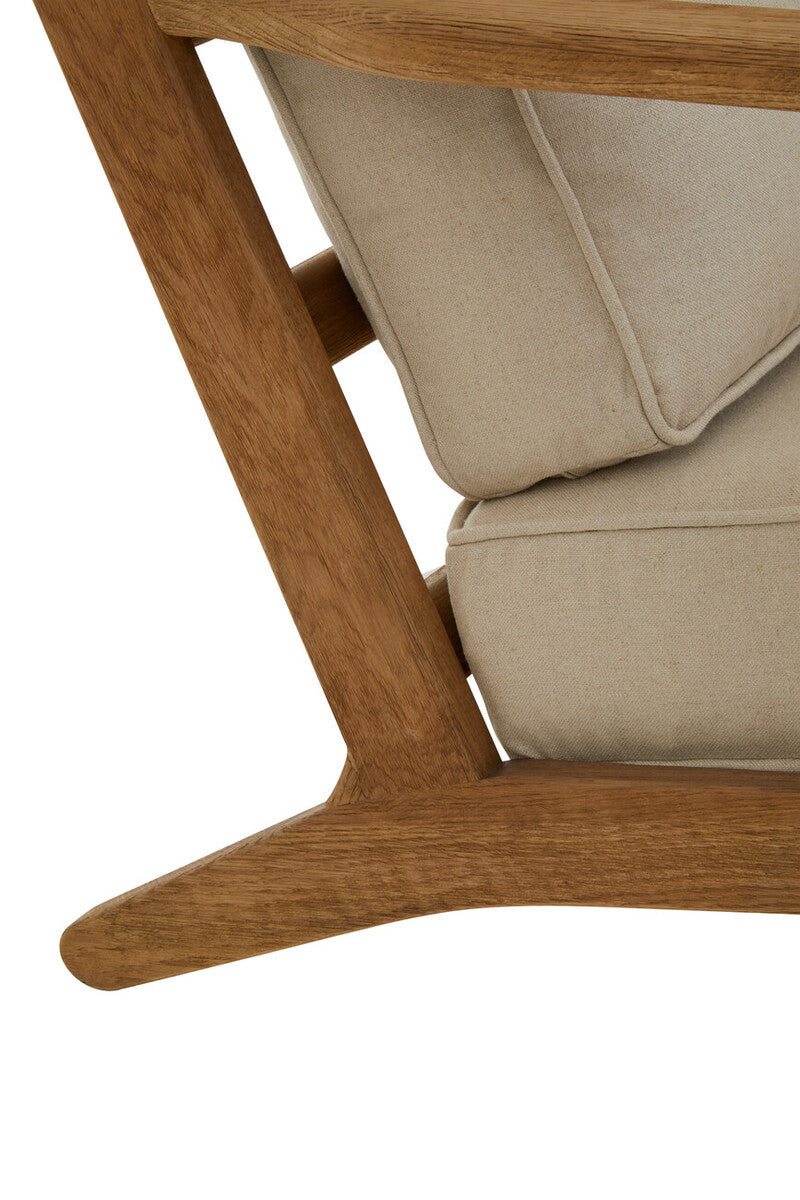 Orsina Hector Natural Linen and Oak Wood Armchair | Modern Accent Chair