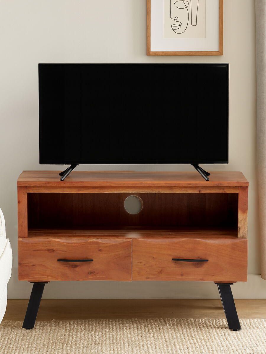 Orsina Nashik Acacia Media Unit – Two Drawer Modern TV Console