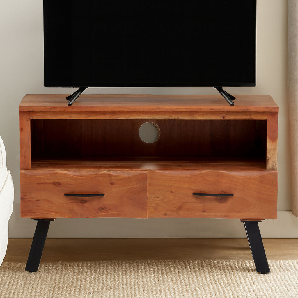 Orsina Nashik Acacia Media Unit – Two Drawer Modern TV Console
