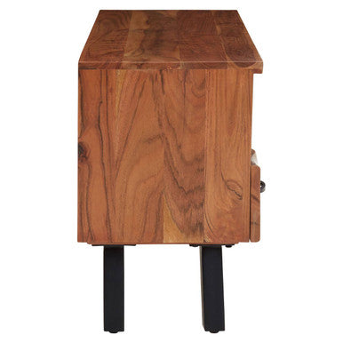 Orsina Nashik Acacia Media Unit – Three Drawer Industrial TV Stand