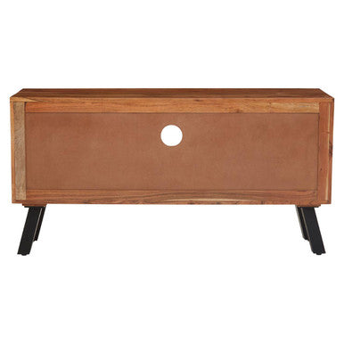 Orsina Nashik Acacia Media Unit – Three Drawer Industrial TV Stand