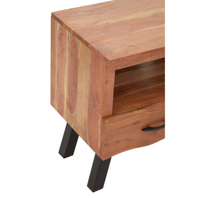 Orsina Nashik Acacia Media Unit – Three Drawer Industrial TV Stand