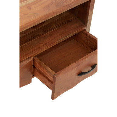 Orsina Nashik Acacia Media Unit – Three Drawer Industrial TV Stand