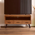 Orsina Nashik Acacia Media Unit – Three Drawer Industrial TV Stand