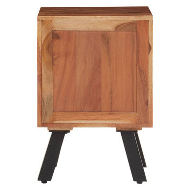 Orsina Nashik Acacia Wood 3-Drawer Side Table with Black Metal Legs