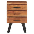Orsina Nashik Acacia Wood 3-Drawer Side Table with Black Metal Legs