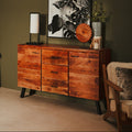 Orsina Nashik Large Acacia Sideboard – Industrial Wood Storage Cabinet