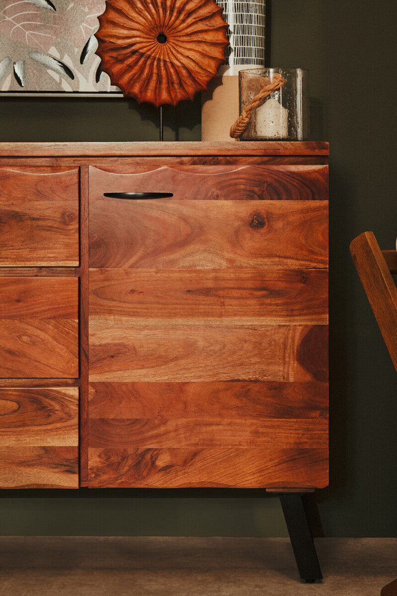 Orsina Nashik Large Acacia Sideboard – Industrial Wood Storage Cabinet