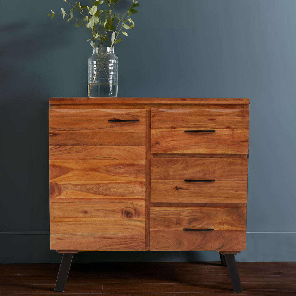 Orsina Nashik Small Acacia Sideboard – Industrial Wood Storage Cabinet