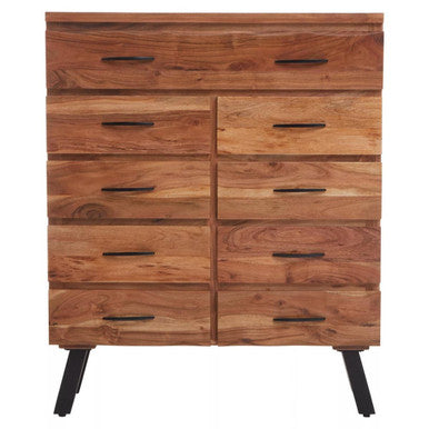 Orsina Nashik 9 Drawer Acacia Wood Chest – Industrial Storage Dresser