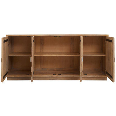 Orsina Salem 4-Door Mango Wood Sideboard – Geometric Buffet Cabinet