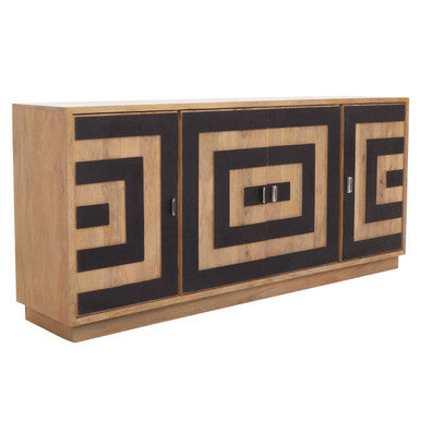 Orsina Salem 4-Door Mango Wood Sideboard – Geometric Buffet Cabinet
