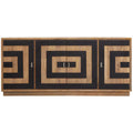 Orsina Salem 4-Door Mango Wood Sideboard – Geometric Buffet Cabinet