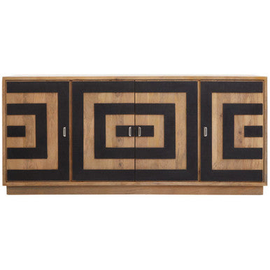 Orsina Salem 4-Door Mango Wood Sideboard – Geometric Buffet Cabinet