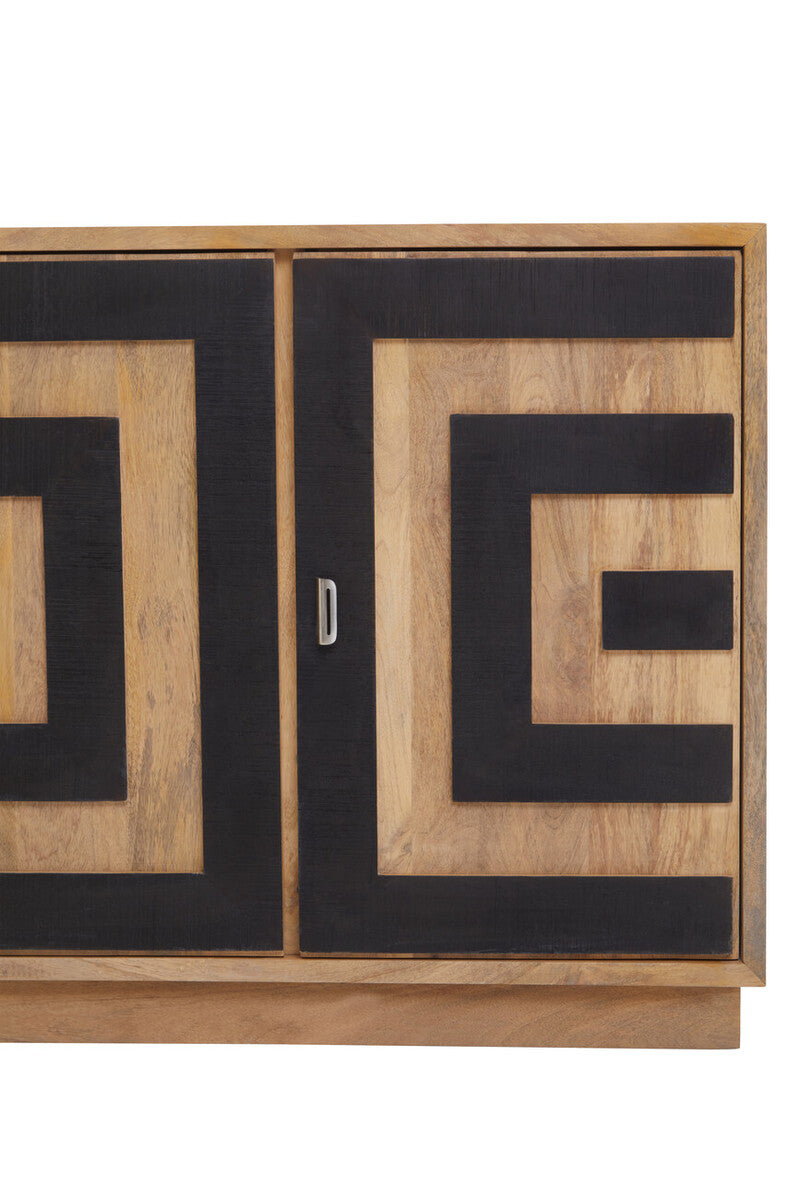 Orsina Salem 4-Door Mango Wood Sideboard – Geometric Buffet Cabinet