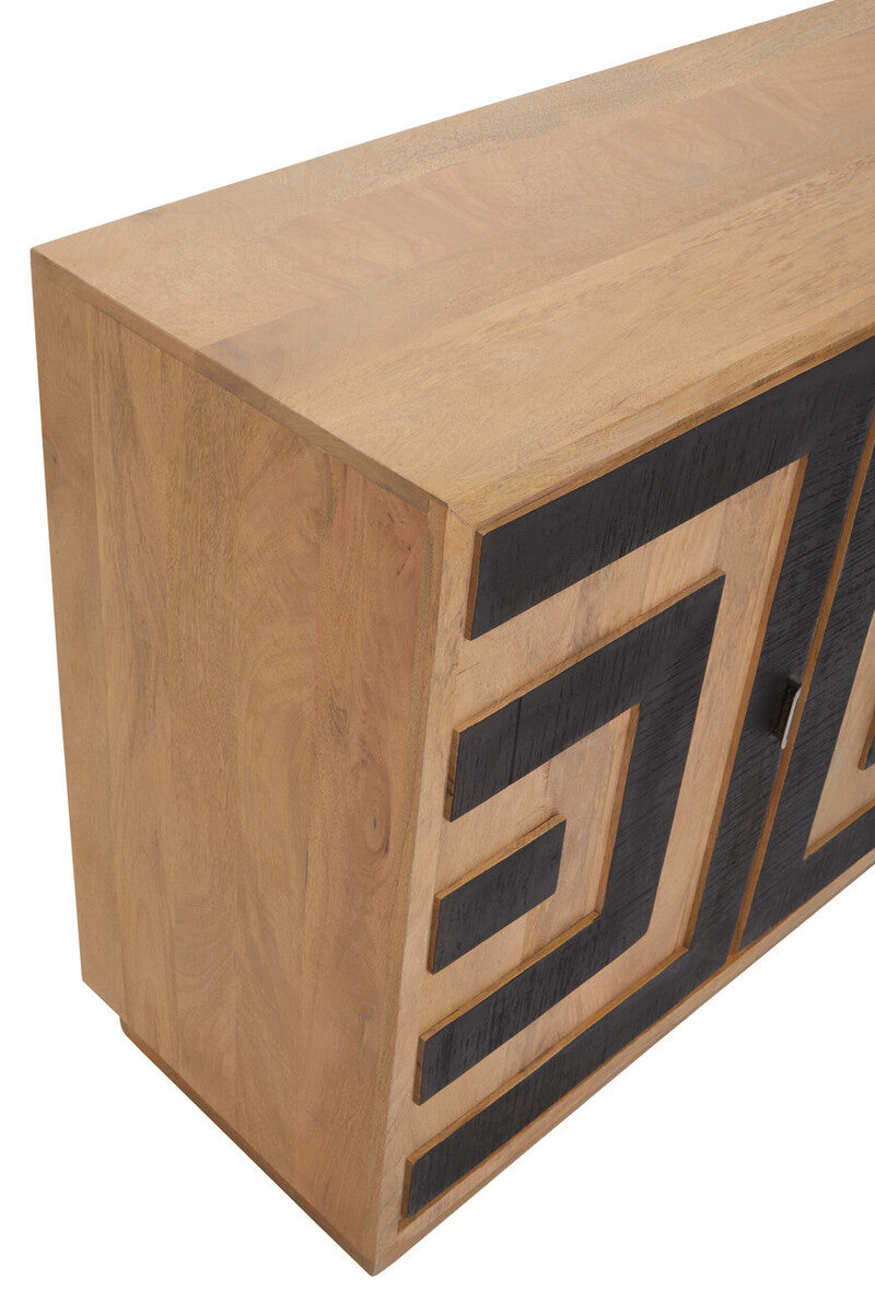 Orsina Salem 4-Door Mango Wood Sideboard – Geometric Buffet Cabinet