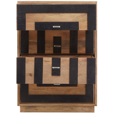 Orsina Salem Mango Wood 4 Drawer Chest – Modern Geometric Dresser