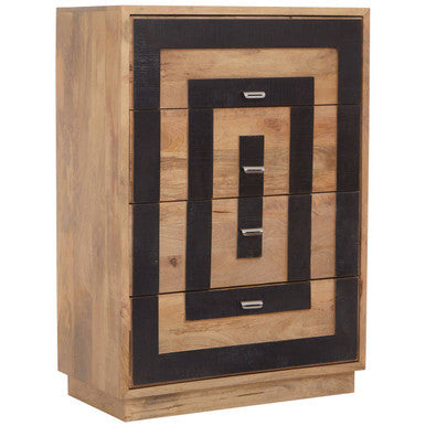 Orsina Salem Mango Wood 4 Drawer Chest – Modern Geometric Dresser