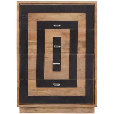 Orsina Salem Mango Wood 4 Drawer Chest – Modern Geometric Dresser