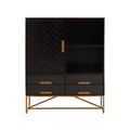 Orsina Kochi Mango Wood Herringbone Accent Cabinet with Gold Legs