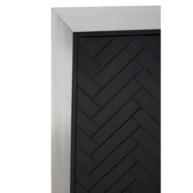 Orsina Kochi Mango Wood Herringbone Accent Cabinet with Gold Legs