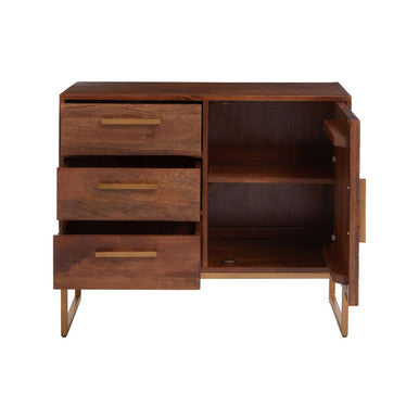 Orsina Gaya Mango Wood Small Sideboard – 3 Drawer Storage Cabinet