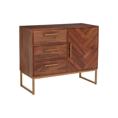 Orsina Gaya Mango Wood Small Sideboard – 3 Drawer Storage Cabinet
