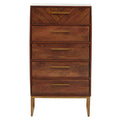 Orsina Gaya Mango Wood Chest of 5 Drawers – Boho Tallboy Dresser