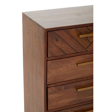 Orsina Gaya Mango Wood Chest of 5 Drawers – Boho Tallboy Dresser