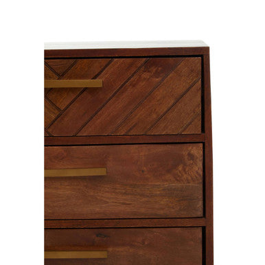 Orsina Gaya Mango Wood Chest of 5 Drawers – Boho Tallboy Dresser