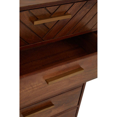 Orsina Gaya Mango Wood Chest of 5 Drawers – Boho Tallboy Dresser