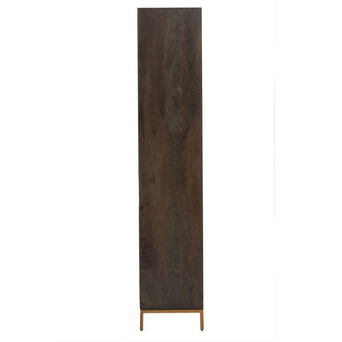 Orsina Patna Grey Mango Wood Display Cabinet with Gold Detailing
