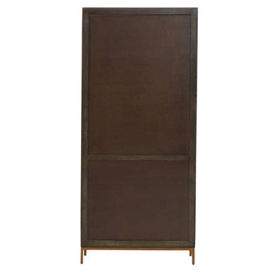 Orsina Patna Grey Mango Wood Display Cabinet with Gold Detailing