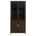 Orsina Patna Grey Mango Wood Display Cabinet with Gold Detailing