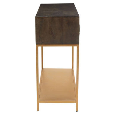 Orsina Patna Grey Mango Wood Console Table with Gold Iron Frame