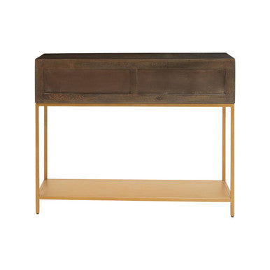 Orsina Patna Grey Mango Wood Console Table with Gold Iron Frame