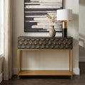 Orsina Patna Grey Mango Wood Console Table with Gold Iron Frame