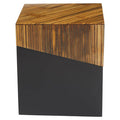 Orsina Gabor Bamboo Square Side Table – Two-Tone Dark Ebony Finish