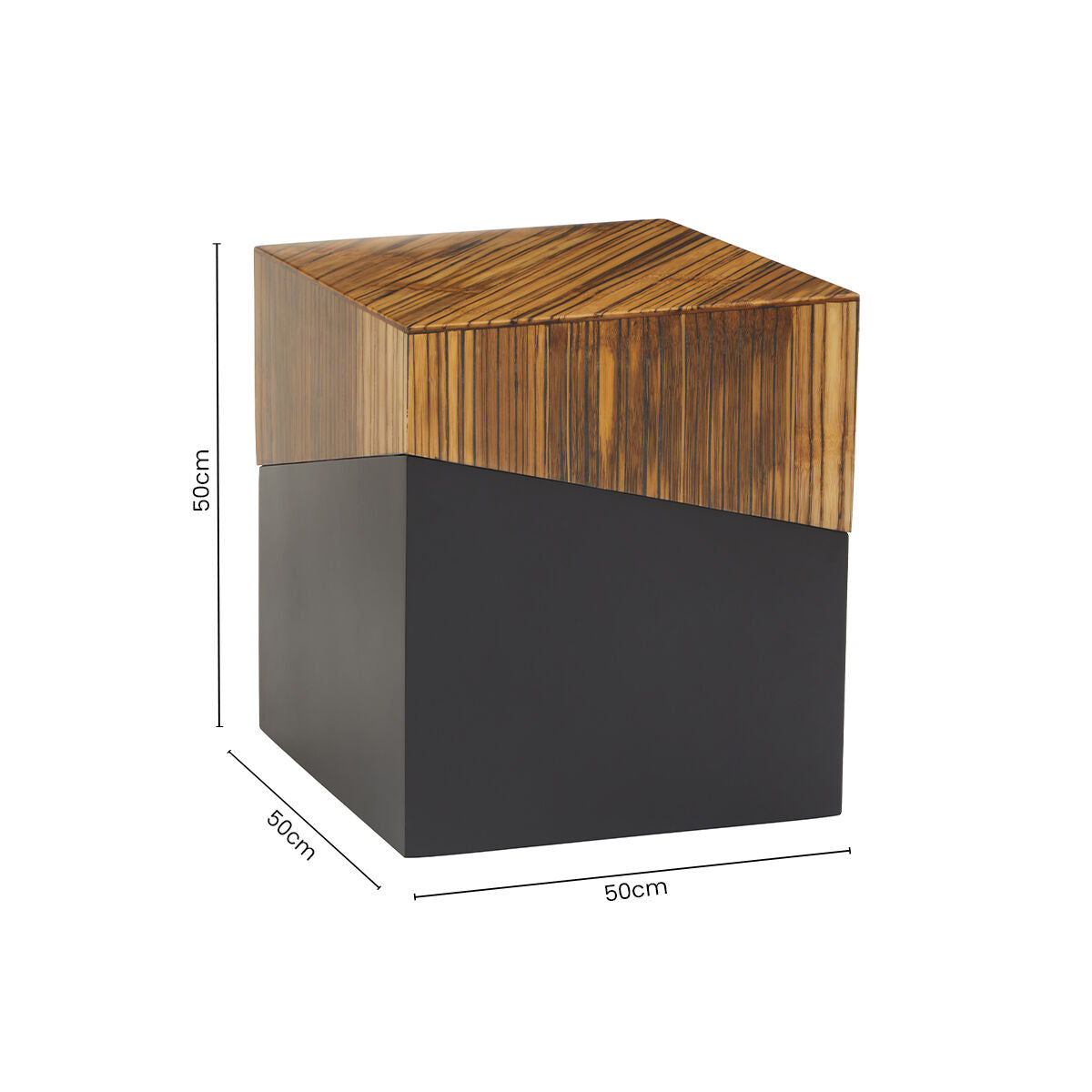 Orsina Gabor Bamboo Square Side Table – Two-Tone Dark Ebony Finish