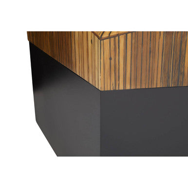 Orsina Gabor Bamboo Square Side Table – Two-Tone Dark Ebony Finish
